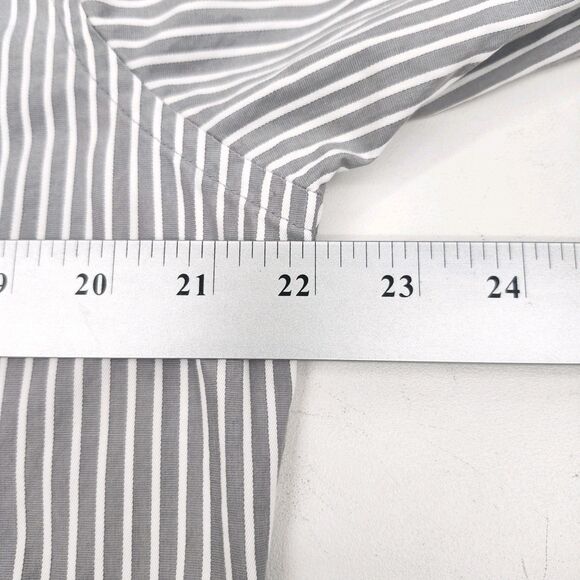 Abercrombie & Fitch Button Up Muscle Shirt Mens Medium Gray White Striped Casual - Picture 6 of 8